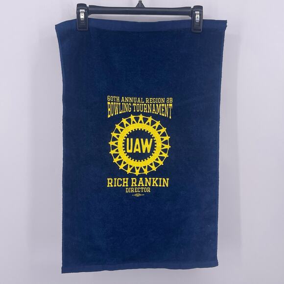 UAW Region 2B Golf Bowling Towel Lot Rich Rankin Director Navy Blue Green Yellow - Picture 4 of 7